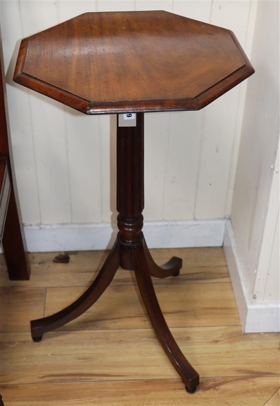 A pair of George III style octagonal mahogany tripod tables W.44cm